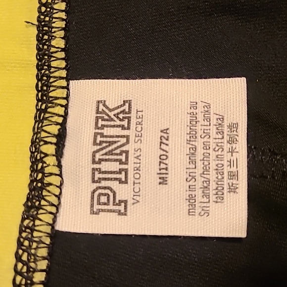 PINK Victoria's Secret Black and Yellow Foldover Leggings - Picture 4 of 6